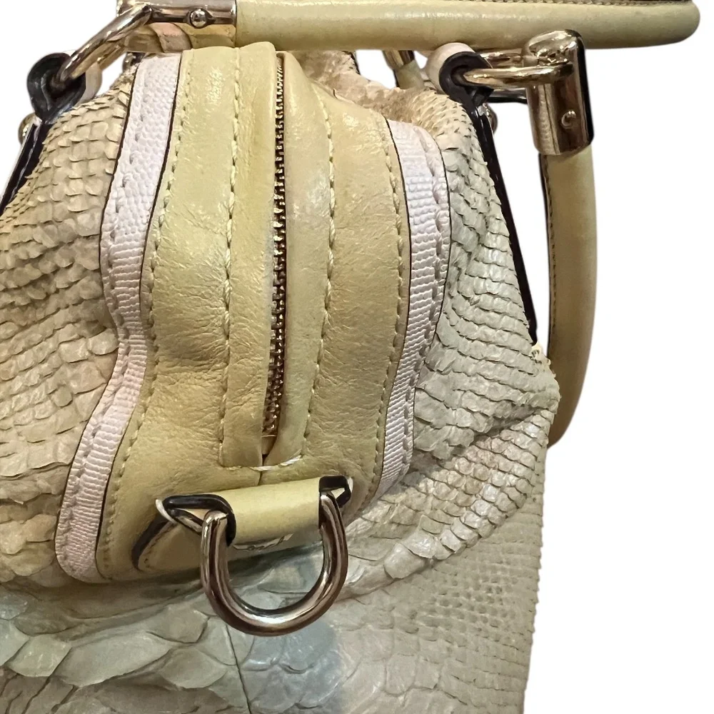 COACH PYTHON‎ SNAKE PRINT LEATHER WOMEN'S SATCHEL HANDBAG LIME/YELLOW